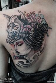 back color geisha tattoo pattern