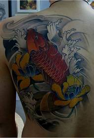 Classic yakanaka-yakatarisa kumashure squid lotus tattoo penziki pikicha