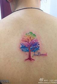 patrón de tatuaxe de árbore en cor de costas