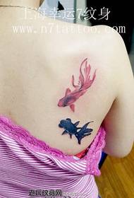 Прекрасна љепота натраг цртеж позадинске слике рибе тетоважа