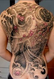 MM tatuaggio fenice fiore di ciliegio sul retro
