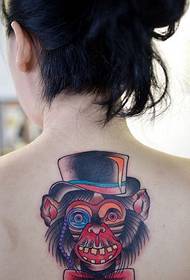 ქალი უკან მულტფილმი ფერი monkey tattoo ნიმუში სურათი
