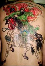 seuns rug oorheersende kleur ry met mes Guan Gong tattoo prentjie