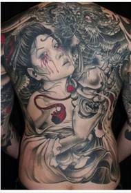 Boys back fashion fashion geisha tattoo model picture