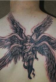 Šesterokutna tetovaža anđela u stražnjoj atmosferi