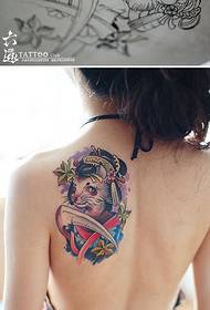 damesrug Japanse stijl en wind 伎 vos tattoo-patroon