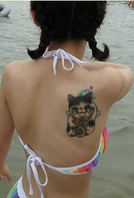 Kecantikan keperibadian fesyen kembali gambar bertuah kucing tato bertuah cantik