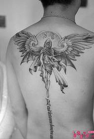 Back black and white angel and devil tattoo