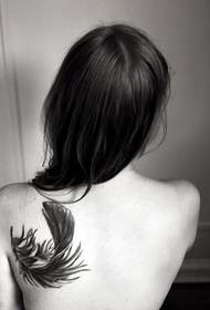 sexy beauty back feather tattoo Pattern picture