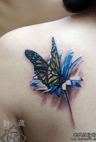 Virino reen papilio amo floro tatuaje ŝablono