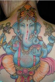 Personality back fashion classic blue elephant god tattoo picture picture