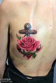 Слика леђа са сидром у боји сидро ружа тетоважа слика коју дели тетоважа