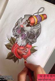Европейски и американски цвят череп роза добри работи татуировка