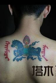 vyrų Mongolijos arklio totemo tatuiruotė 78963 - vyrų nugaros sanskrito tatuiruotė
