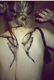 мода сексуальна жінка назад крило татуювання візерунок малюнок