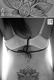 back waist point thorns Guanyin sitting lotus tattoo pattern
