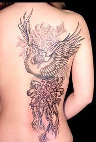 mote sexy Kvinnelig tilbake Phoenix krysantemum tatovering mønster bilde
