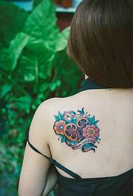 moda feminina de volta apenas bela cor tatuagem imagem 79030 - feminino volta bonito antílope colorido rosa tatuagem foto