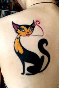 imagem de tatuagem de gato de fumar personalidade de volta