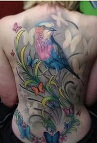 meisje terug mode mooie vogel tatoeage patroanfoto