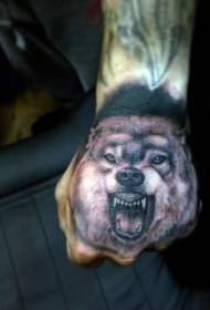 Черно-серый стиль татуировки злой волк