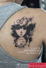 女の子の背中の美しいイラスト美容タトゥーパターン