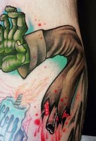 Jalkojen värin revitty zombi käsi luu tatuointi malli