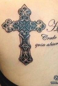 Krásný zadní kříž dopis tetování vzor pro dívky