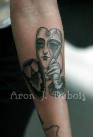 Tatuaggio maschera a forma di cuore di Buddha stile surreale braccio