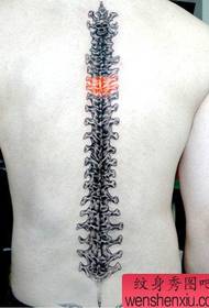 Súper guapo tatuaje de columna vertebral en la espalda