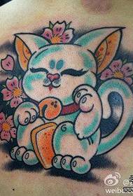 Ang male back popular na cute na pattern ng tattoo ng pusa