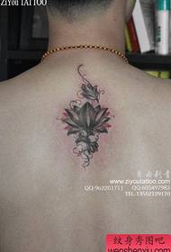 Male back classic pop lotus tattoo pateni