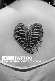 Esqueleto alternativo popular de volta menina padrão de tatuagem de amor