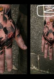 Ruky späť panda farebné ilustrácie štýl tetovanie vzor