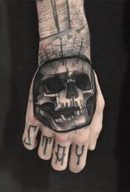 Rankos nugaros asmenybės juodo kaukolės eskizo tatuiruotės modelis