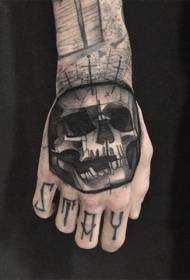 Mkono nyuma utu nyeusi fuvu mchoro muundo wa tattoo
