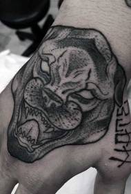 Modello di tatuaggio testa di leopardo nero stile spina braccio