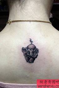 Cute little elephant tattoo pattern on the back of girls