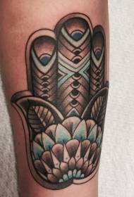 Braccio vintage multicolore Hamsa Hand Tattoo Pattern