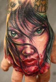 Patró de tatuatge de vampir sagnant estil modern a mà