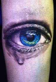 Realistic blue eye tattoo pattern with arms