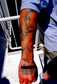 Arm gray nude seduction girl tattoo pattern