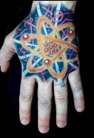 Eskuz itzuli marrazki bizidunen atomo sinboloa tatuaje eredua