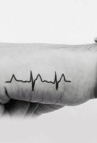 Motif de tatouage ECG simple noir à la main