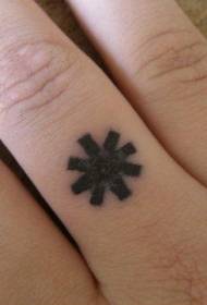 Палец чорнага тлустага малюнка татуіроўкі подпісу сняжынкі