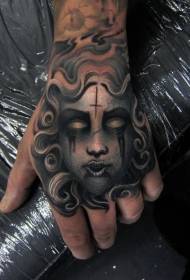Kolor pleców płacz tajemniczej kobiety tatuaż wzór