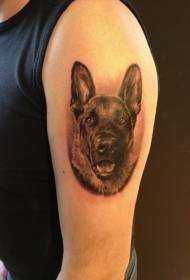 Modello realistico del tatuaggio del pastore tedesco sulla spalla