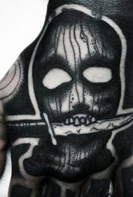Hand terug zwart gek masker met dolk tattoo patroon