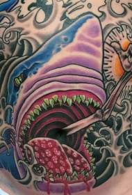 Abdomen xim mysterious shark thiab yaim tes tattoo daim duab