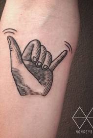 Klenge Aarm Gravéierungsstil schwaarz Linn mënschlech Hand Tattoo Muster